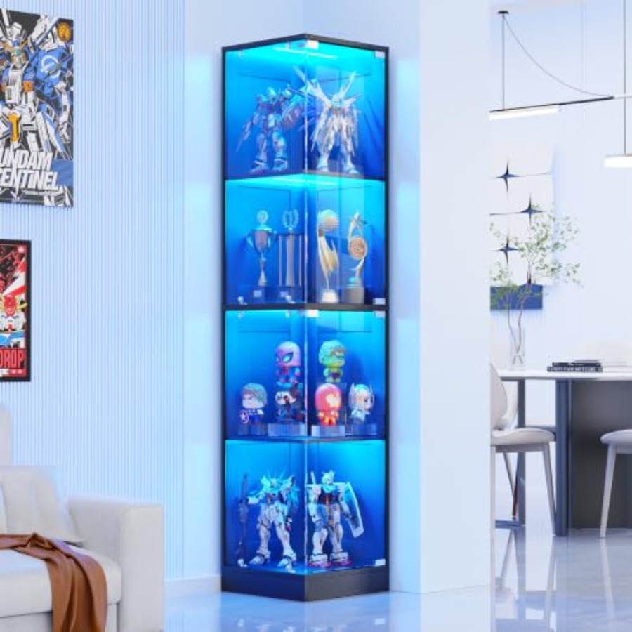 Glass Cabinet Display - خزانة عرض زاوية بأبواب زجاجية، مصنوعة