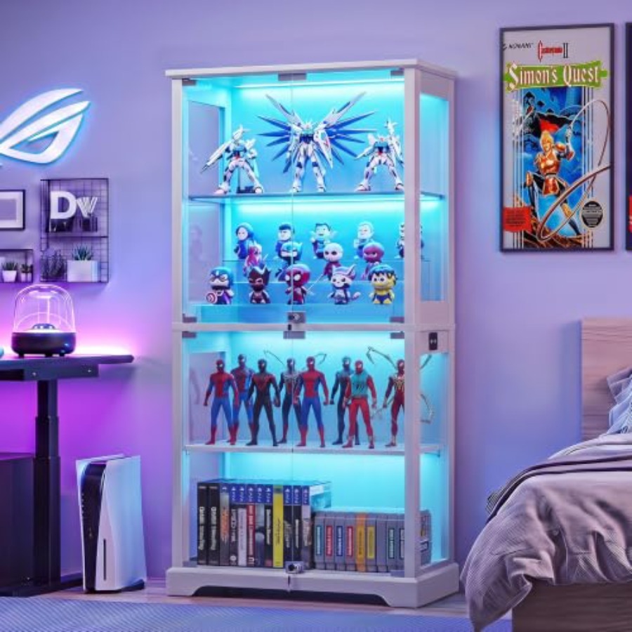 Glass Cabinet Display - خزانة عرض زجاجية بتصميم ريفي مع