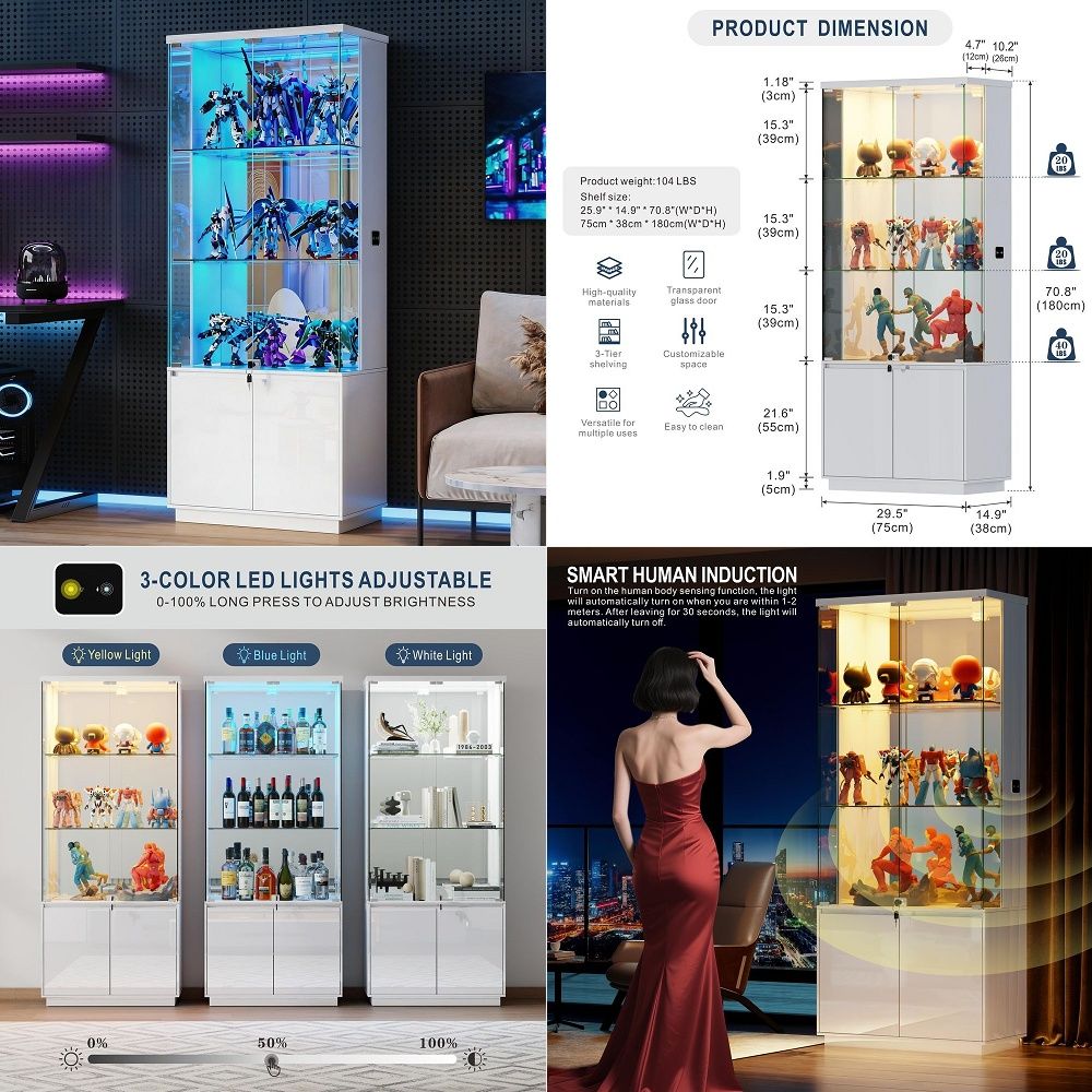 Glass Cabinet Display - خزانة عرض بـ 71 بابًا زجاجيًا