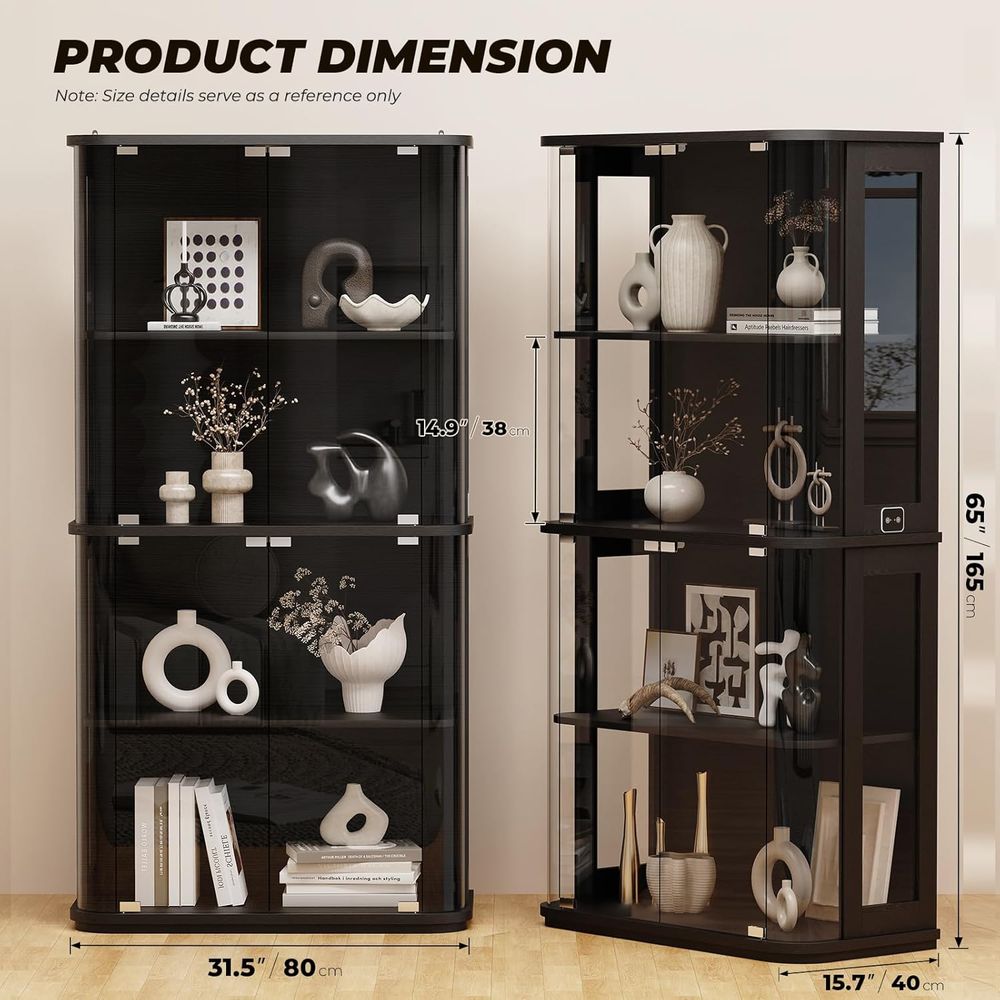 خزانة عرض زجاجية مستديرة بباب  - مراجعة Glass Cabinet Display وسعره