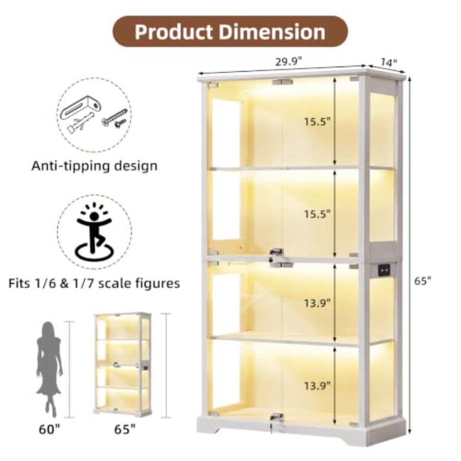 خزانة عرض زجاجية بتصميم ريفي م - مراجعة Glass Cabinet Display وسعره