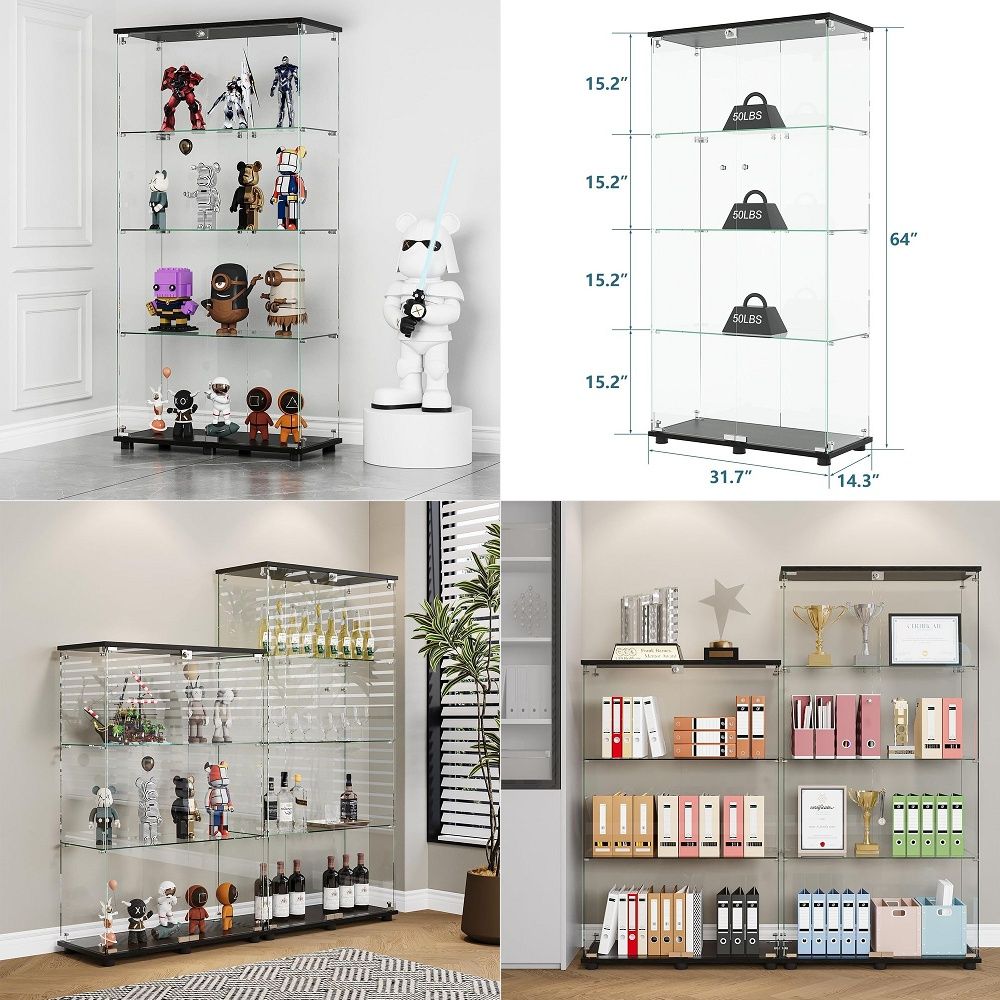 خزانة عرض بـ 4 أرفف وأبواب مزد - مراجعة Glass Cabinet Display وسعره