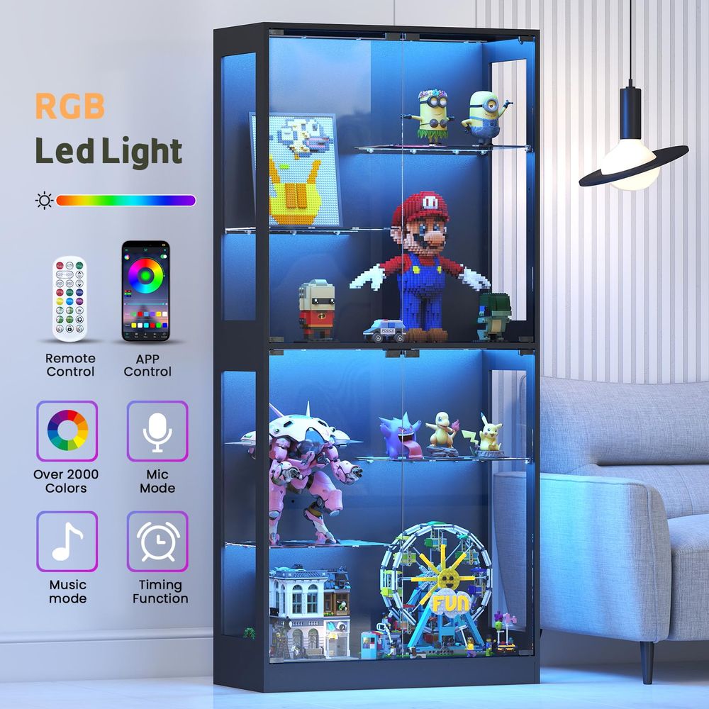 خزانة عرض زجاجية بأبواب زجاجية - مراجعة Glass Cabinet Display وسعره