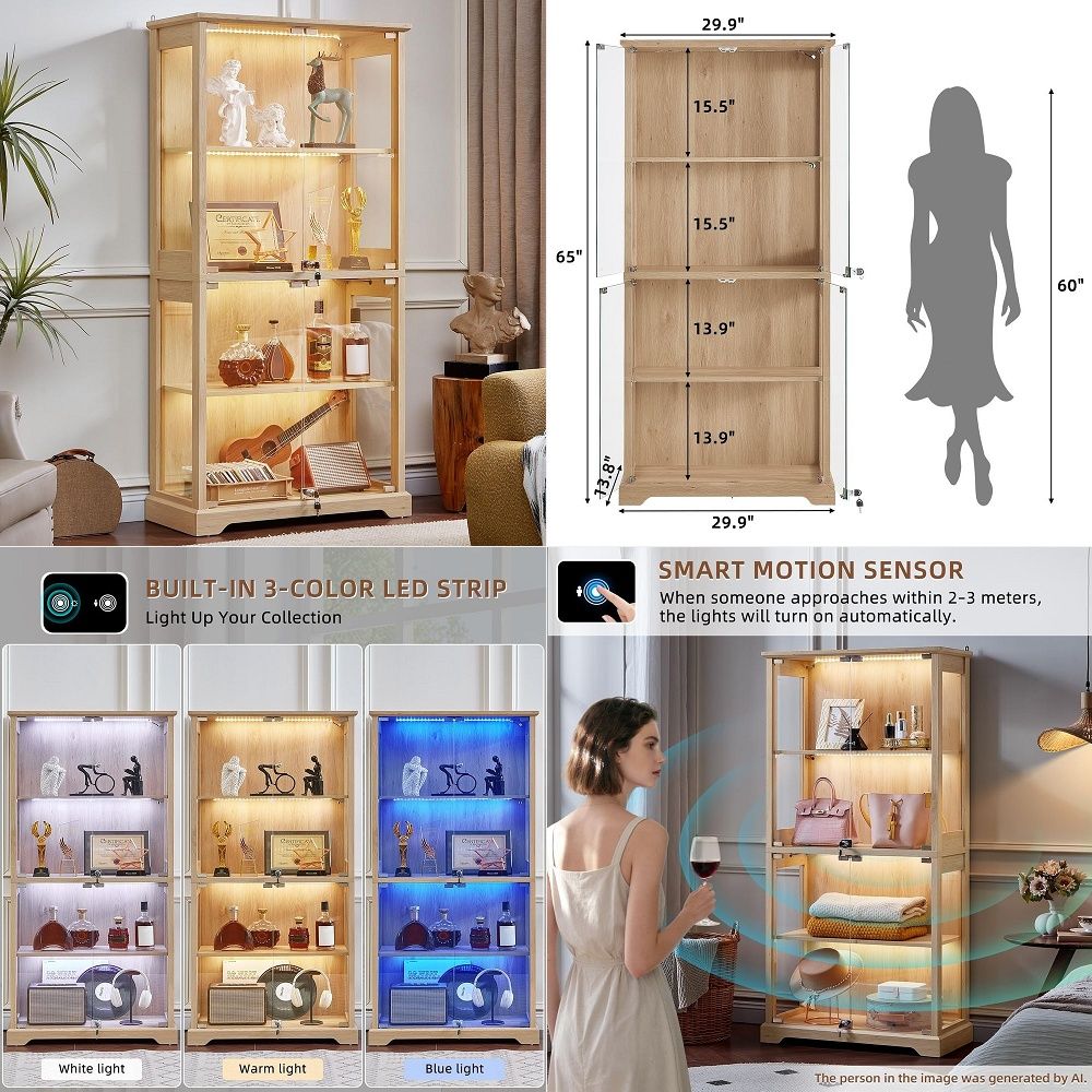 خزانة عرض زجاجية بتصميم ريفي م - مراجعة Glass Cabinet Display وسعره